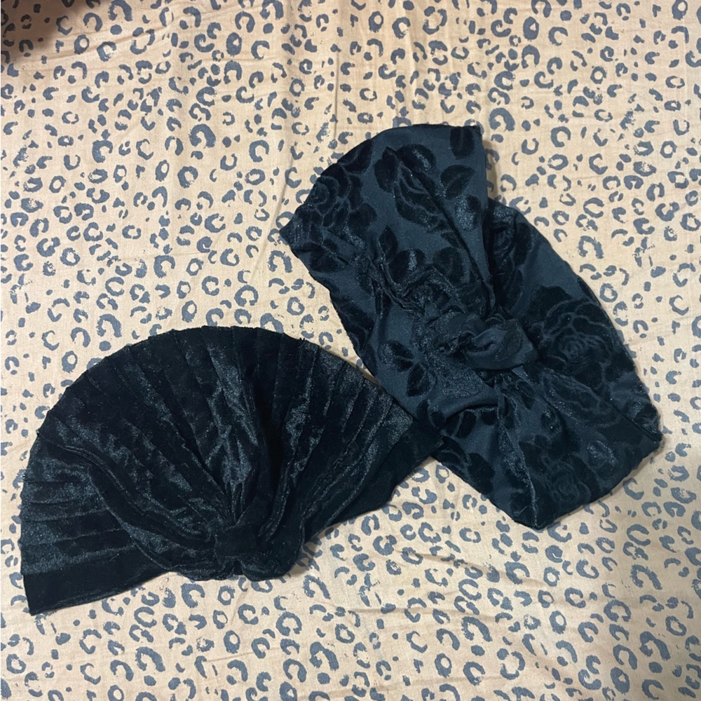 Black Velvet Turban and Headband set